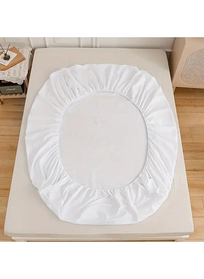 White 3 Piece Solid Color Bed Sheet Set With Pillowcases 100 Polyester Breathable Fabric Deep Pocket Fitted Sheet 70 87 By 78 74 Inches - Image 5
